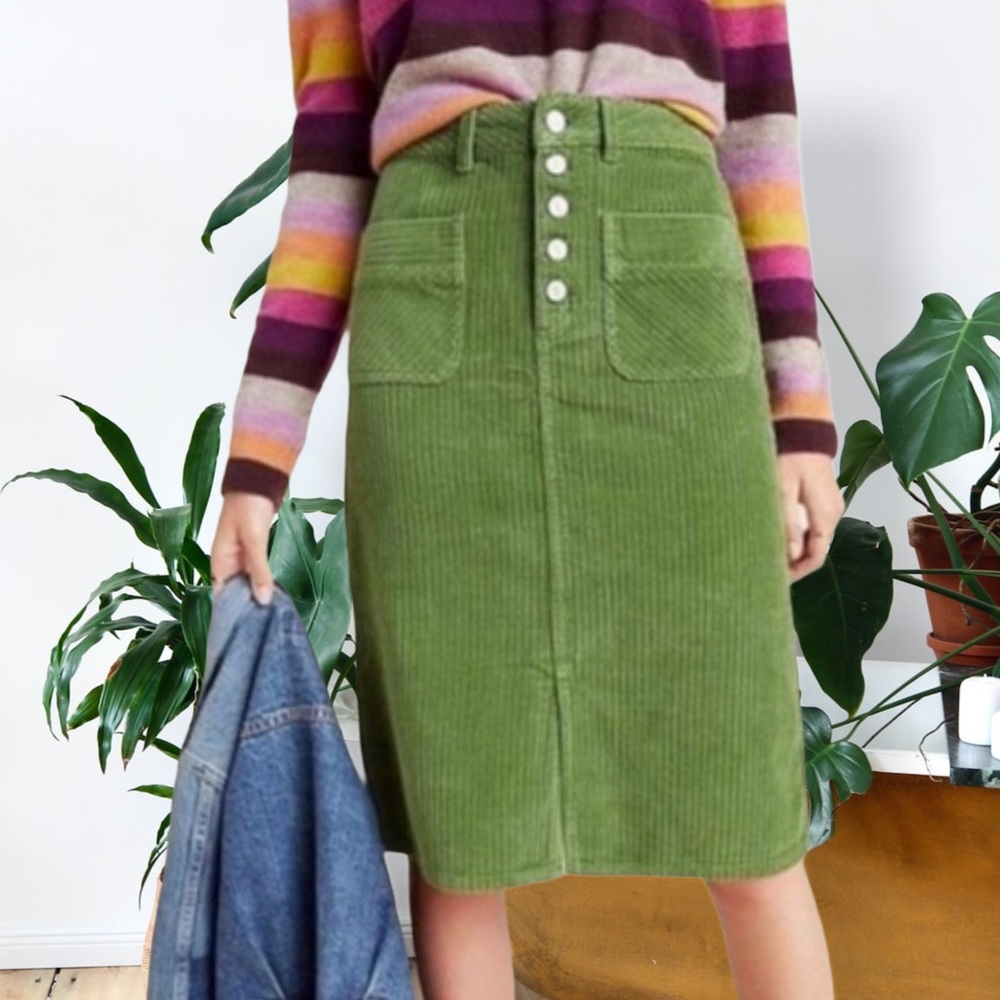 Sold Anthropologie Pilcro green Corduroy Skirt - Picture 1 of 8